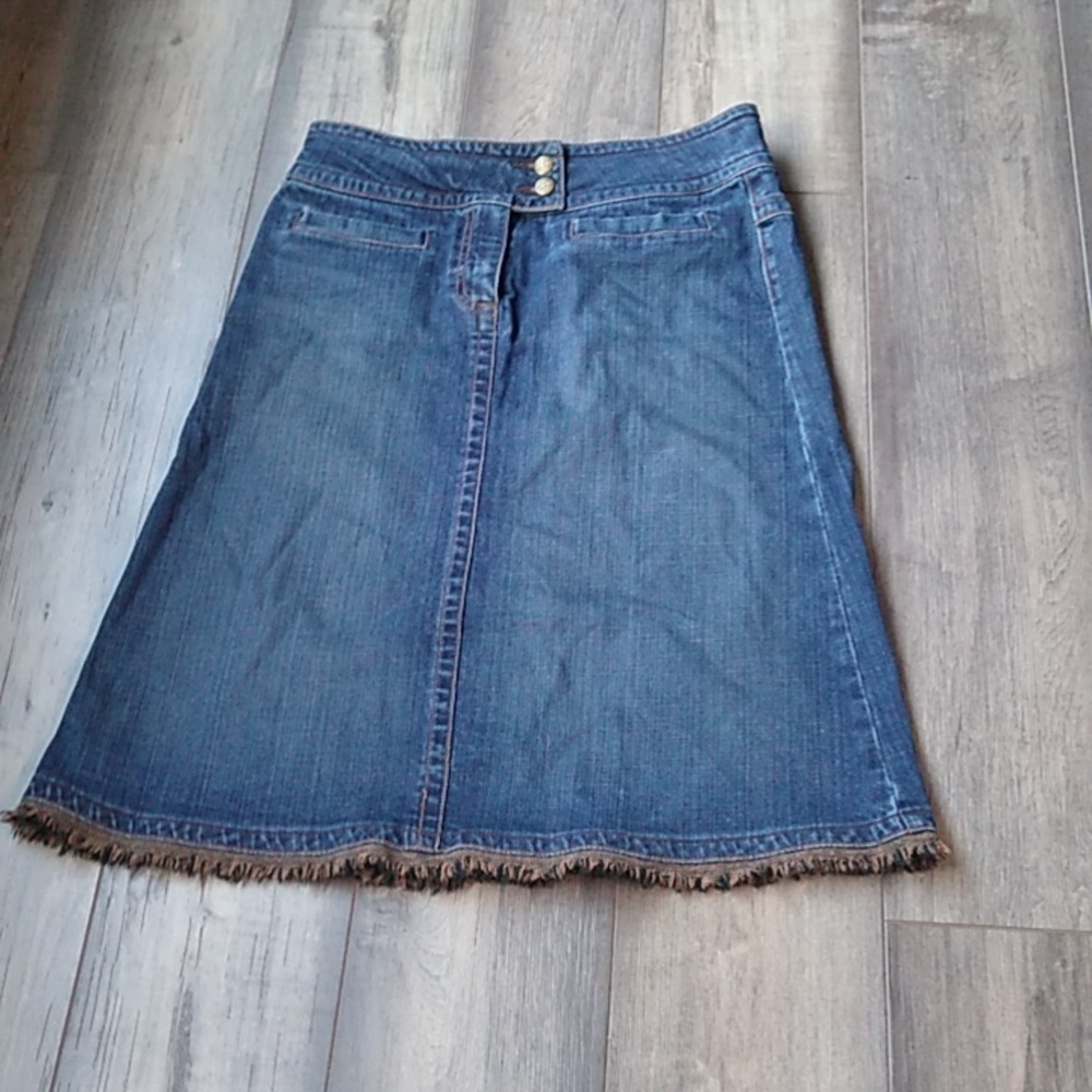 Cabi Denim Skirt Frayed Hem